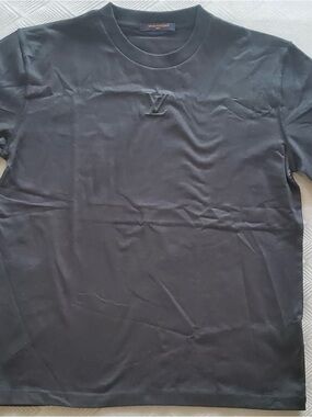Louis Vuitton Men’s Black Short Sleeve Crewneck with Embossed LV